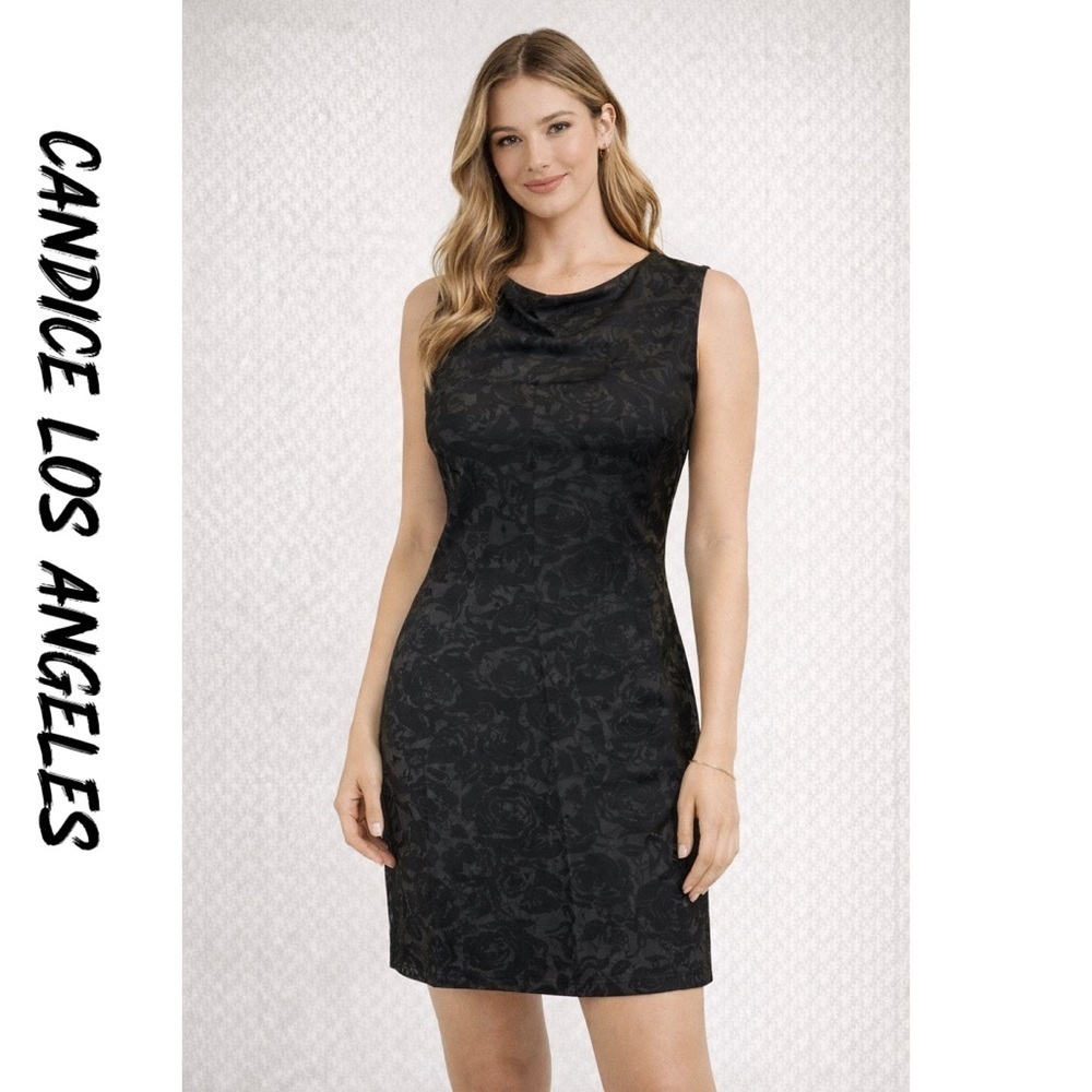 Candace Los Angeles  black & Silver rose dress size medium